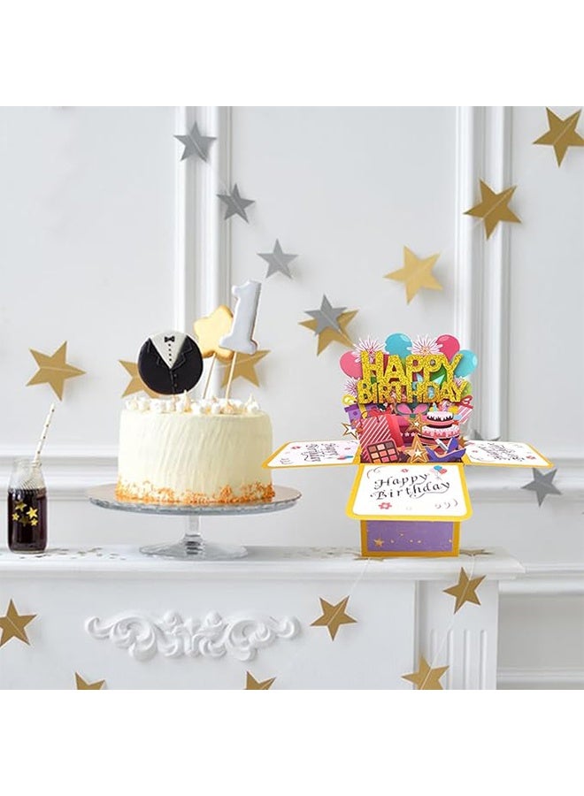 بطاقة معايدة عيد ميلاد مرحة منبثقة، علبة هدايا عيد ميلاد ثلاثية الأبعاد رائعة للكبار والصغار مع مغلفات، بطاقات احتفال فريدة مصنوعة يدويًا قابلة للطي للابنة، والابن، والأم، والأب، والصديق - Image 4